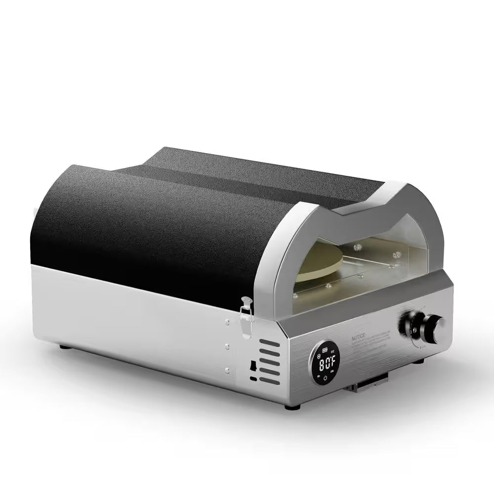 12 In. Propane Pizza Oven, Outdoor Pizza Oven in Black with Rotating Pizza Stone, Glove and Pizza Cutter — product view 6
