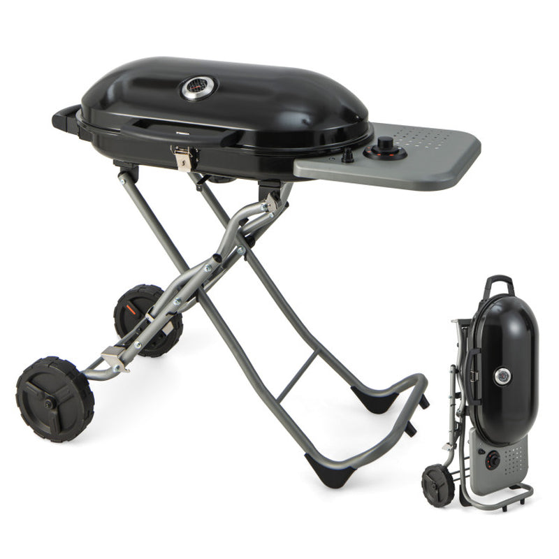 15000 BTU Portable Propane BBQ Grill with Wheels and Side Shelf — product view 6