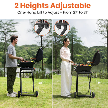 3-Burner Portable Grill with Foldable Legs, 30,000BTU Gas Grill , 415 SQ.IN Detachable Propane Grills, Non-Stick Porcelain Grate, Outdoor Bbq Grill for Camping, Tailgating, Backyard Cooking — product view 4