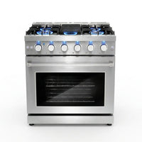 30 In. Haven Coll 4.8 Cu Ft 5 Burner Gas Range, Convection, Stainless Steel — Studio Shot