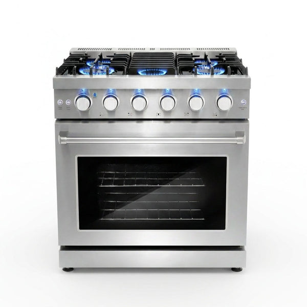 30 In. Haven Coll 4.8 Cu Ft 5 Burner Gas Range, Convection, Stainless Steel — Studio Shot
