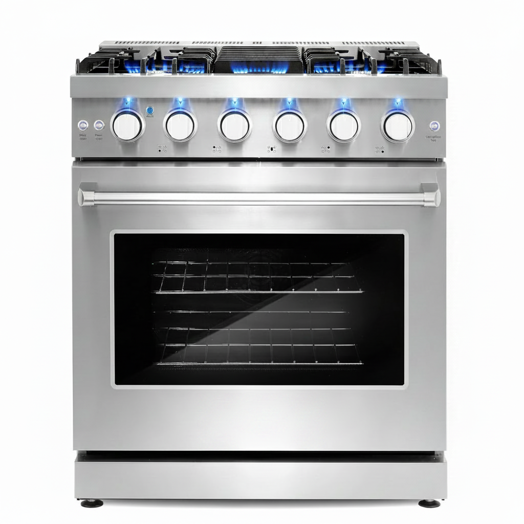 Gas Range Built for Professional Cooking, 5 Burner Cooktop, 4.8 Cu Ft Convection Oven, Stainless Steel — product view 7