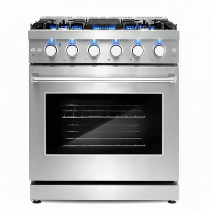 Gas Range Built for Professional Cooking, 5 Burner Cooktop, 4.8 Cu Ft Convection Oven, Stainless Steel — product view 7