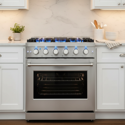 Gas Range Built for Professional Cooking, 5 Burner Cooktop, 4.8 Cu Ft Convection Oven, Stainless Steel — product view 8