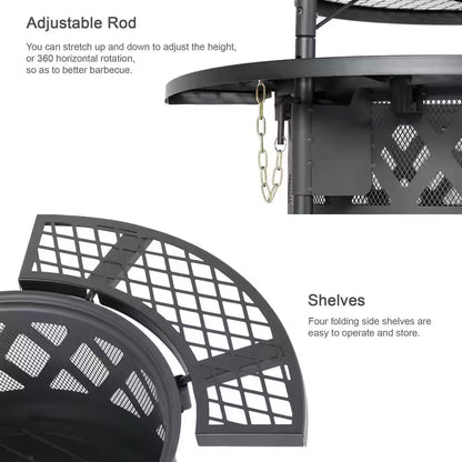 31.7 In. X 31.7 In. X 16 In. Metal Outdoor Fire Pit with Grillsfirepits for outside with Shelves 20 In. Fire Bowl — product view 4