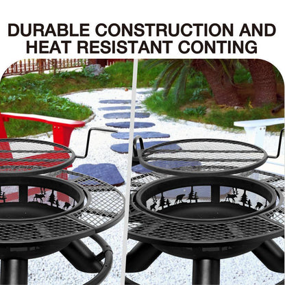47 In. W Wood Burning Fire Pit Outdoor Backyard Patio Fire Pit with Cooking Grill Grate, Wilderness Style — product view 7