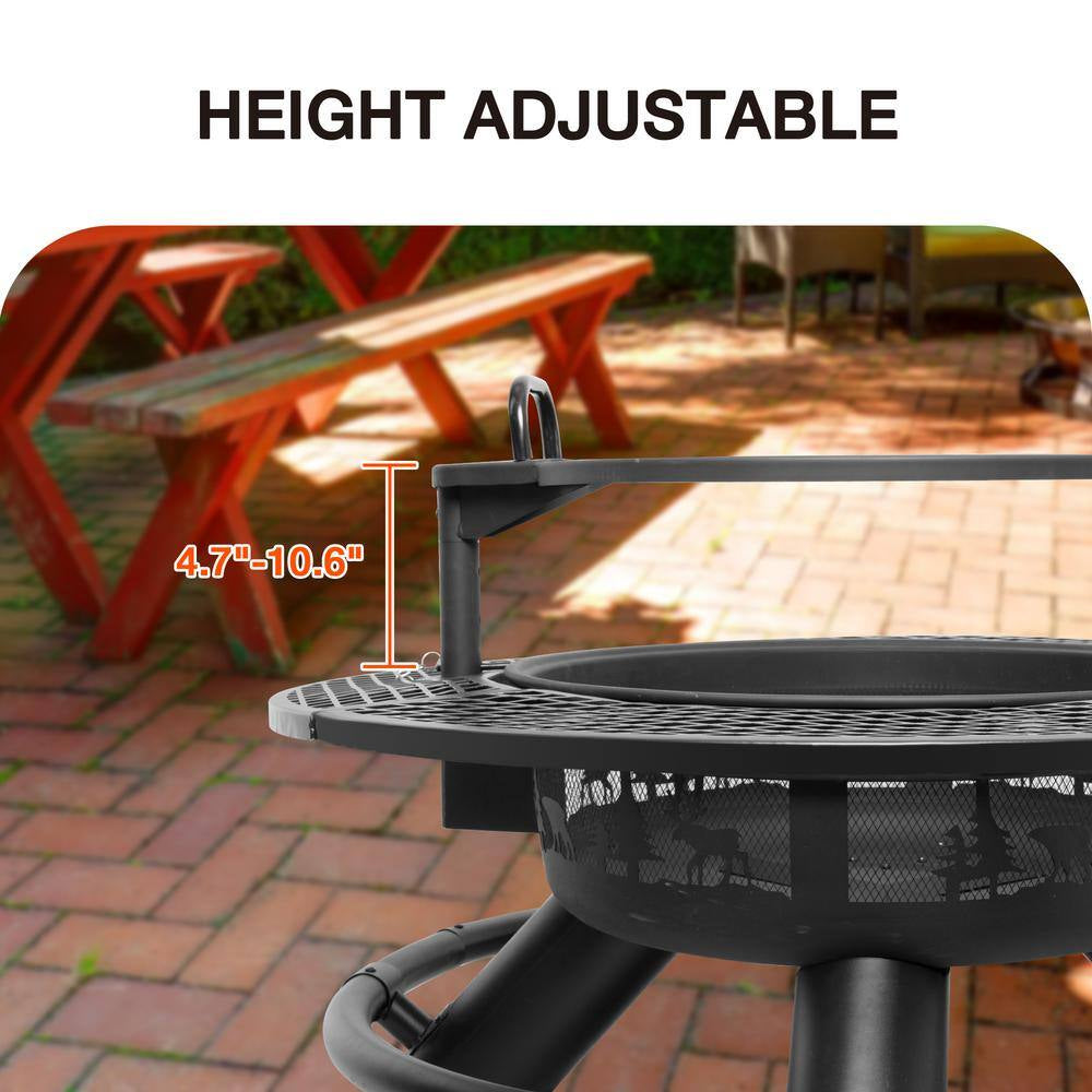 47 In. W Wood Burning Fire Pit Outdoor Backyard Patio Fire Pit with Cooking Grill Grate, Wilderness Style — product view 8