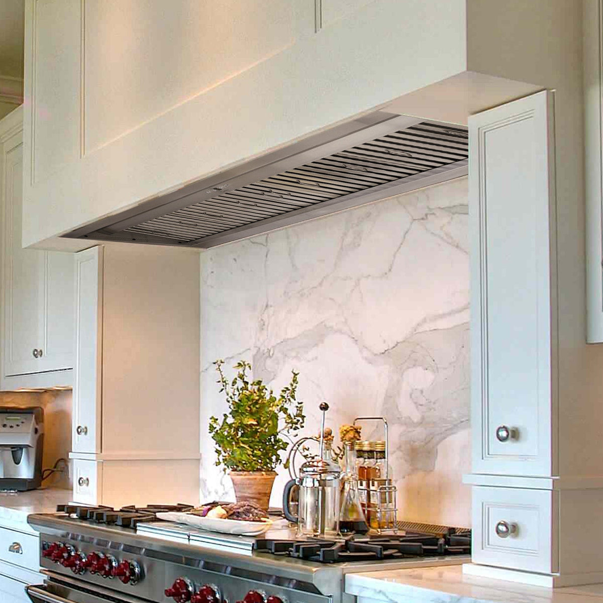 Nauxus 60 Inch Range Hood Insert with 1200 CFM Powerful Suction, Ultra Quiet Ducted Stainless Steel Kitchen Stove Vent Hood with Dimmable LED Lights, Timer, 4-Speed Touch Control , NX-19IL-60
