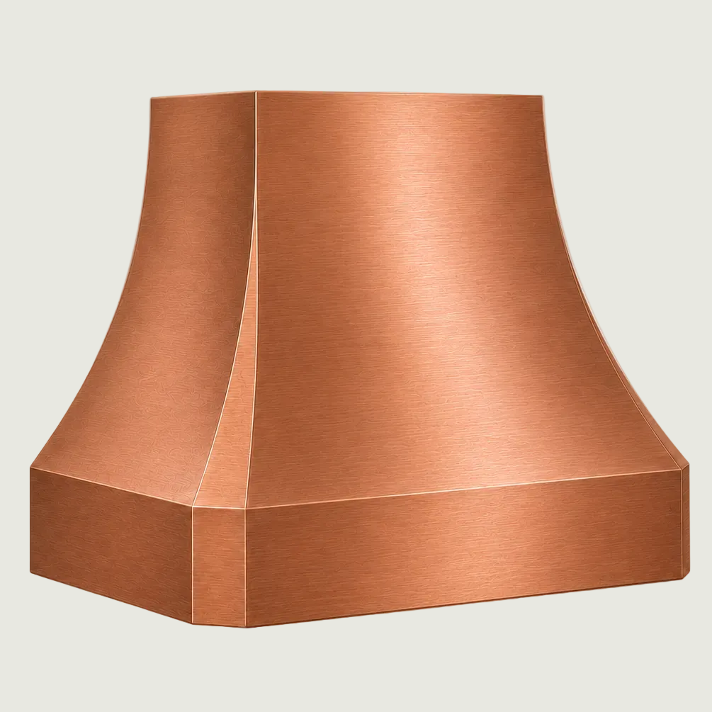 Custom Faceted Curved Copper Range Hood- CHCR02