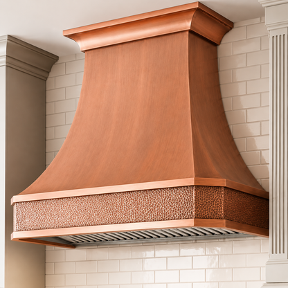 Custom Faceted Curved Copper Range Hood- CHCR02