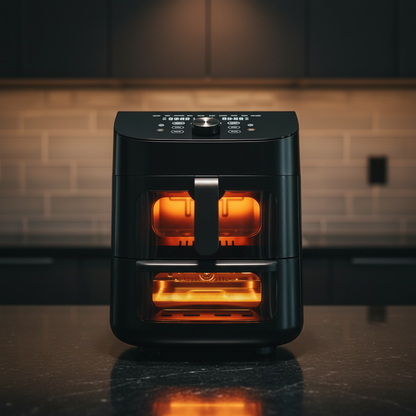 11 Qt. 8-In-1 Double Decker Air Fryer Oven with 2 Individual Cooking Zone and Sync Finish Function