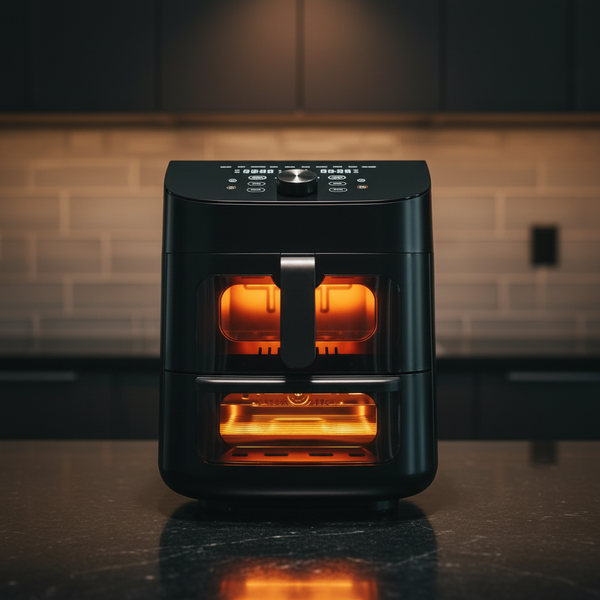 11 Qt. 8-In-1 Double Decker Air Fryer Oven with 2 Individual Cooking Zone and Sync Finish Function