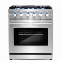 Gas Range Built for Professional Cooking, 5 Burner Cooktop, 4.8 Cu Ft Convection Oven, Stainless Steel