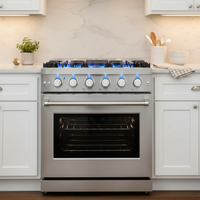 Gas Range Built for Professional Cooking, 5 Burner Cooktop, 4.8 Cu Ft Convection Oven, Stainless Steel