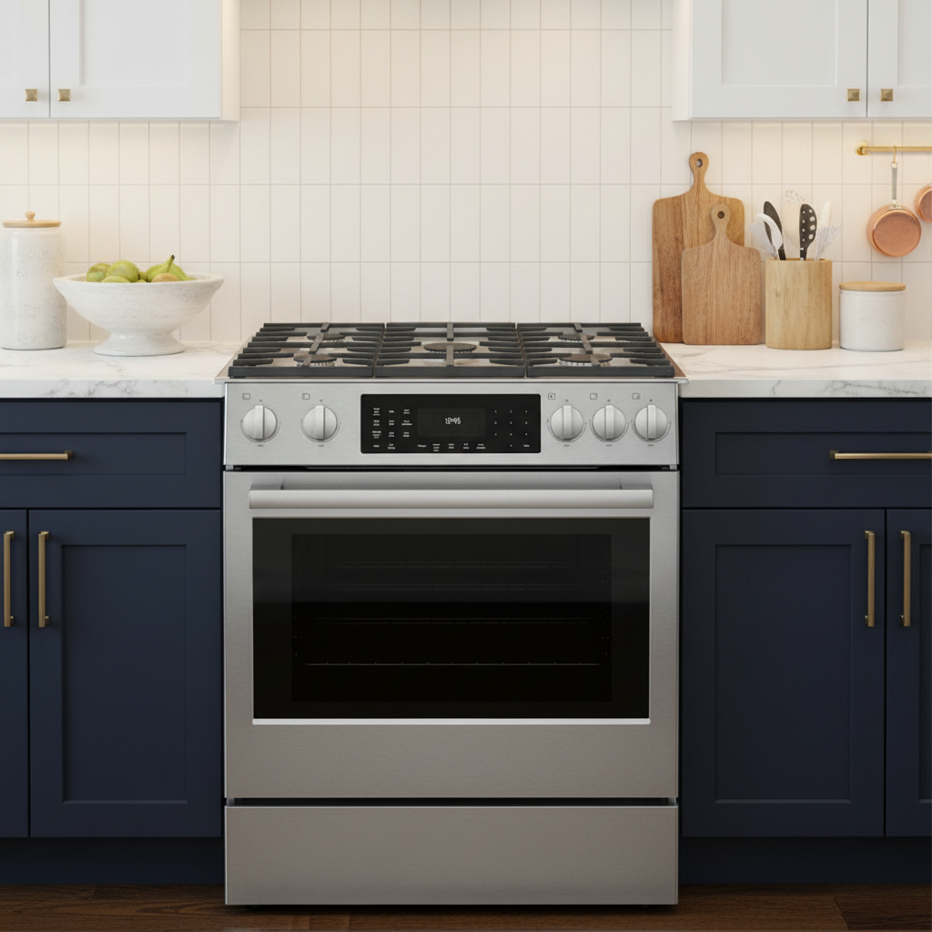800 Series 30 In. 4.6 Cu. Ft. Slide-In Dual Fuel Range with Self-Cleaning Convection Oven in Stainless Steel